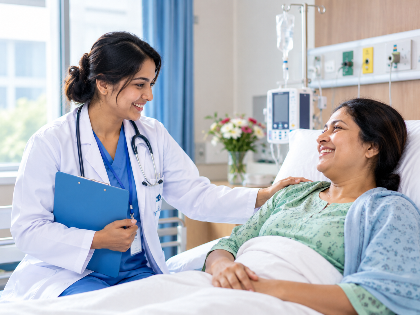 A healthcare professional warmly caring for a patient at Star Line Specialized Hospital